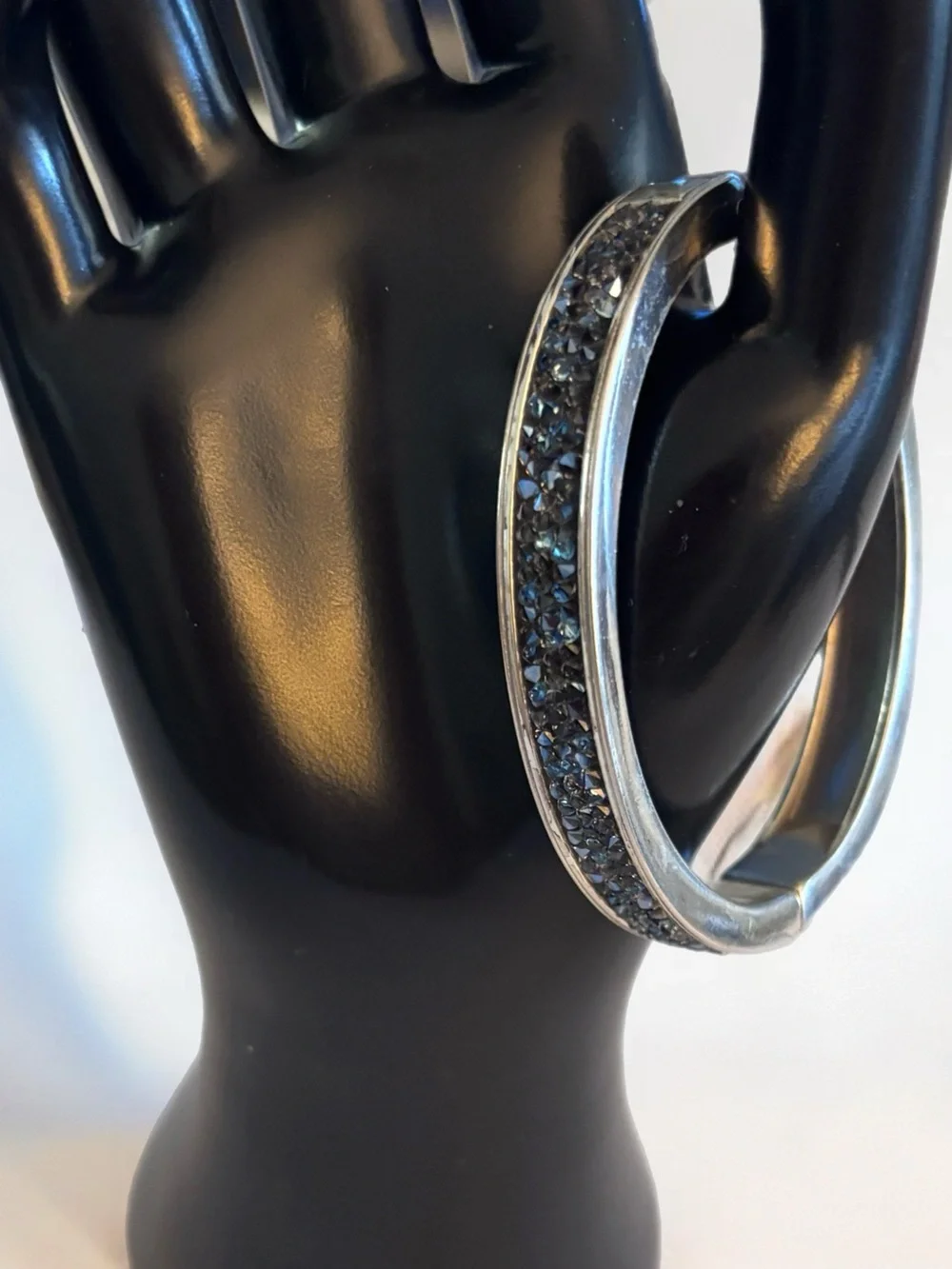 Brighton Blue Drusy Hinged Bangle Bracelet - blue crystals